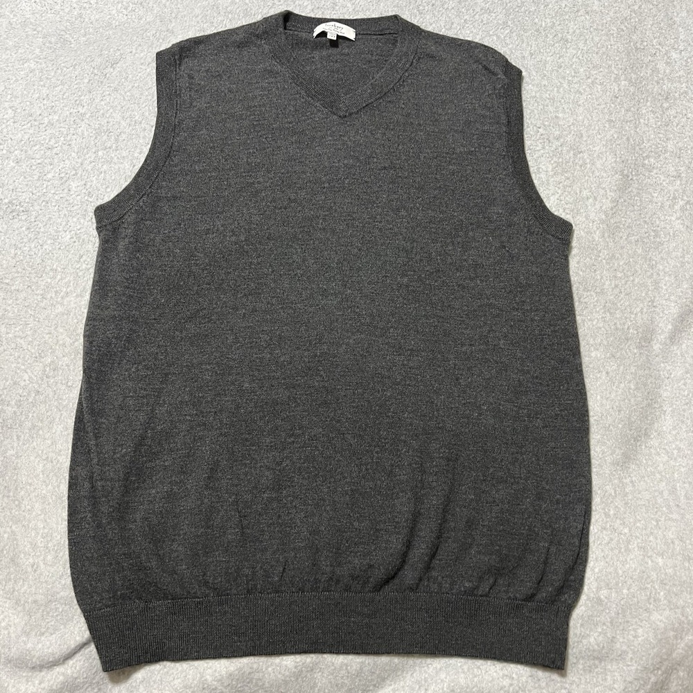 Turnbury Sweater Vest Men 2XLT Charcoal Gray 100% Marino Wool Dad Basic Grandpa